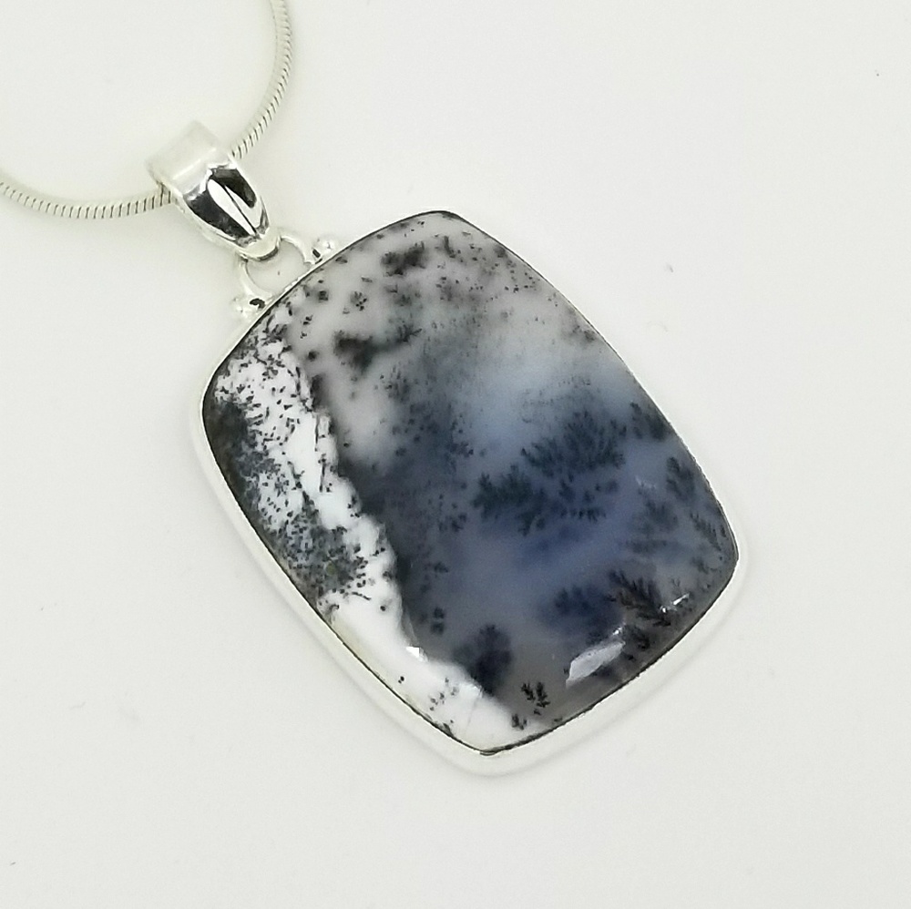 Natural Dendritic Rectangular Pendant